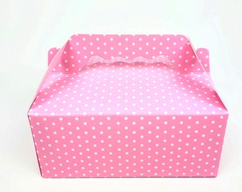 Pastry Carrier Box Pink Polka Dot 7x5x3 Inch