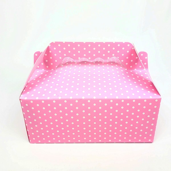 Pastry Carrier Box Pink Polka Dot 7x5x3 Inch