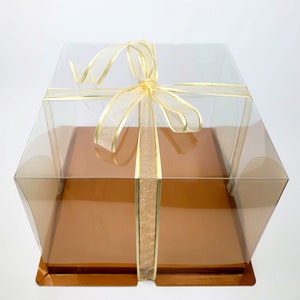 Bronze Square Clear Plastic Cake Box