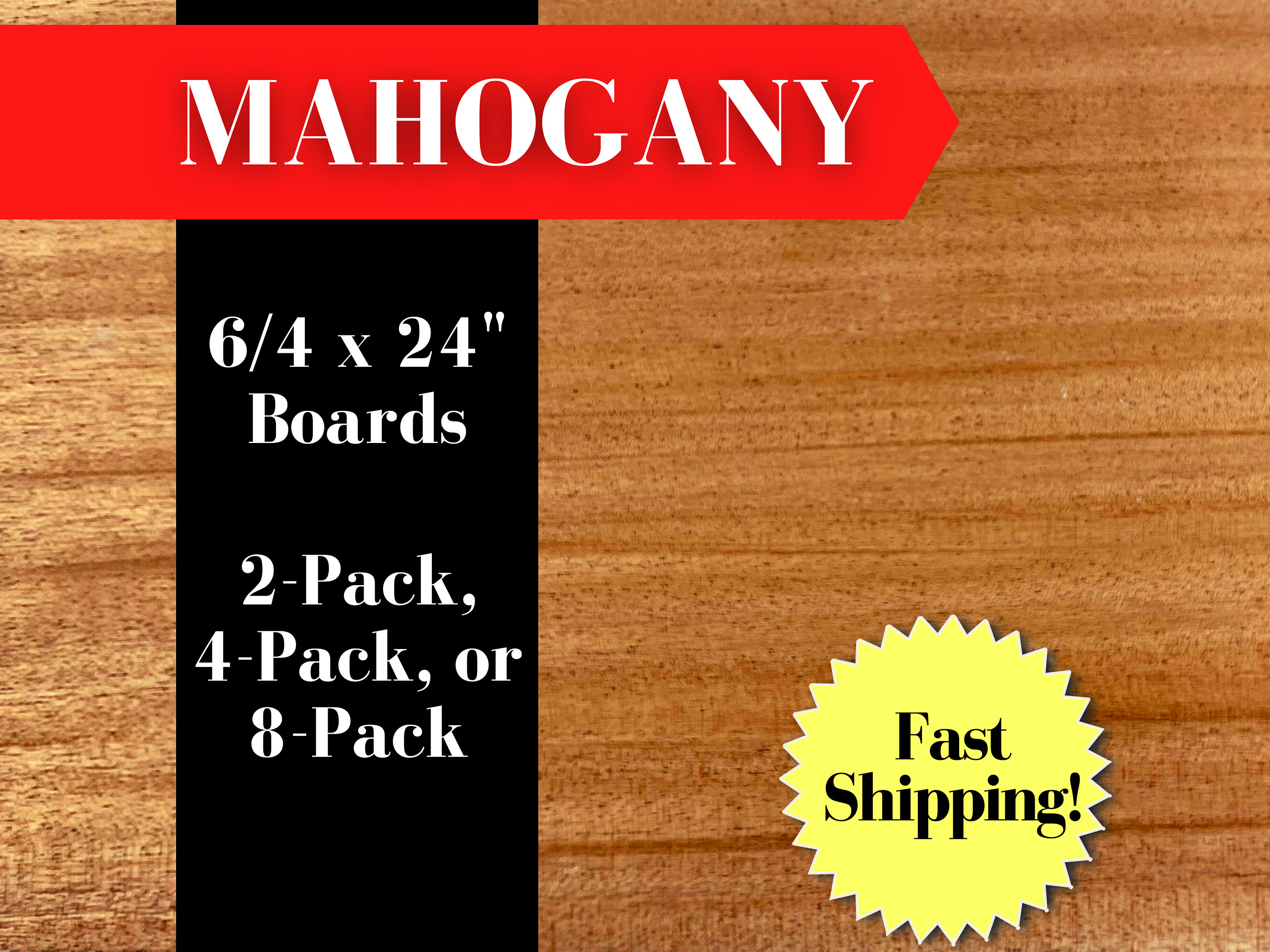 African Mahogany Lumber, 6/4 S3S Wood Boards, 24