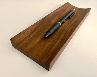 Handcrafted Ellipse Wood Pen Tray, Minimalist Desk Organizer