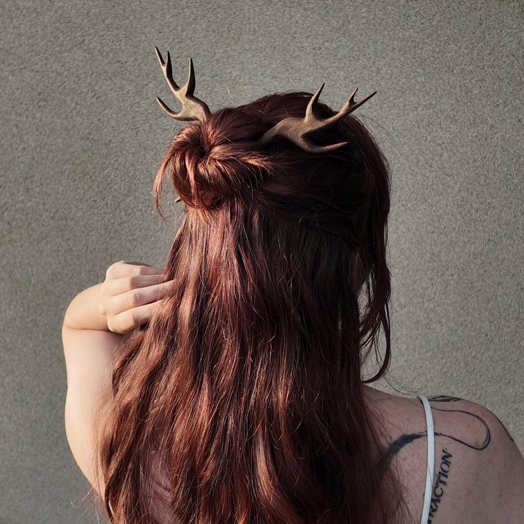Deer Antlers Hairpin, Set of Two Handmade Wooden Hair Fork, Walnut Hair Accessory, Wedding Hair Accessories - Etsy Bulgaria