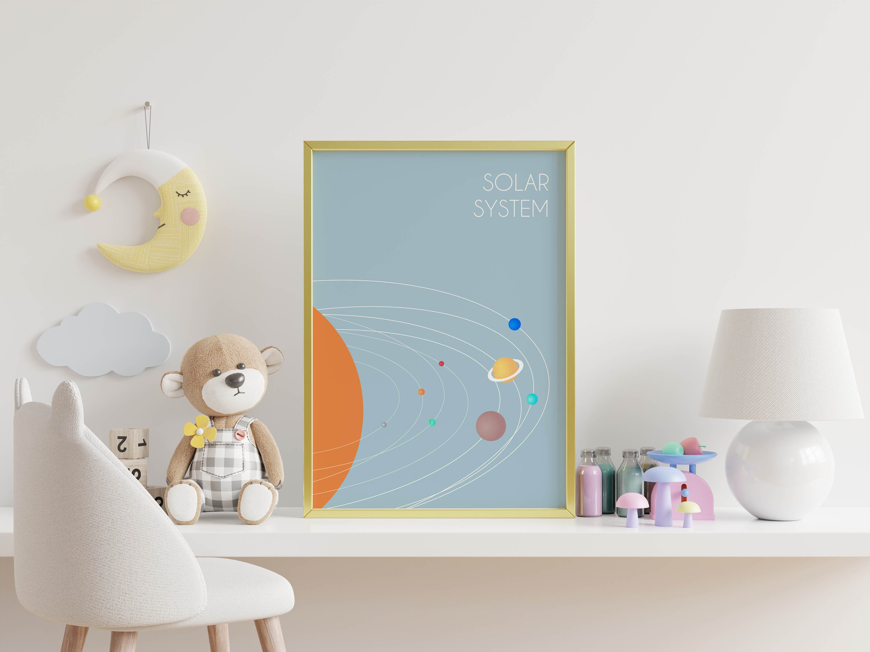 Impresión de arte del sistema solar para la habitación para | Etsy