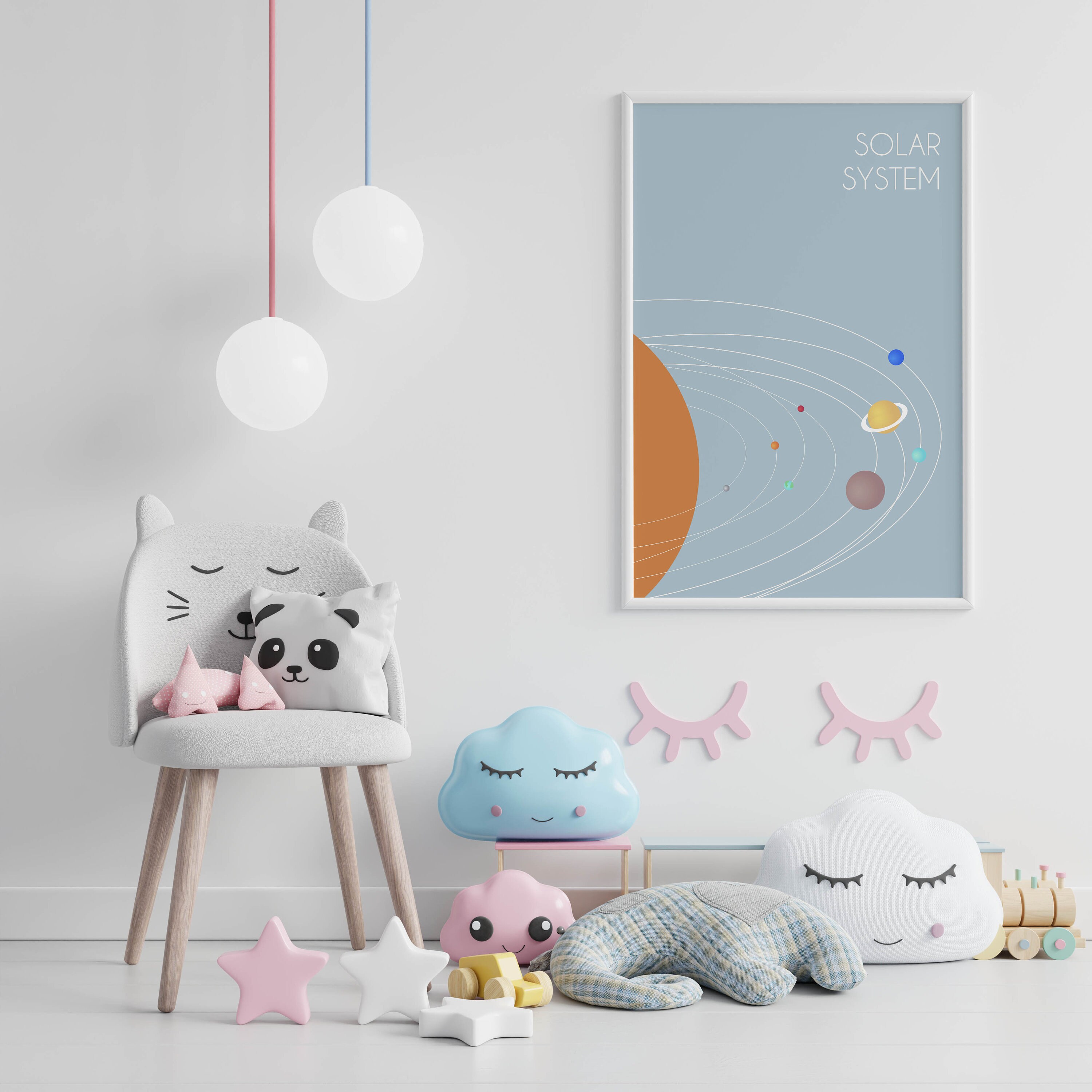 Impresión de arte del sistema solar para la habitación para | Etsy