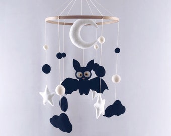 Felt Bat Baby Mobile: Halloween Nursery Decor