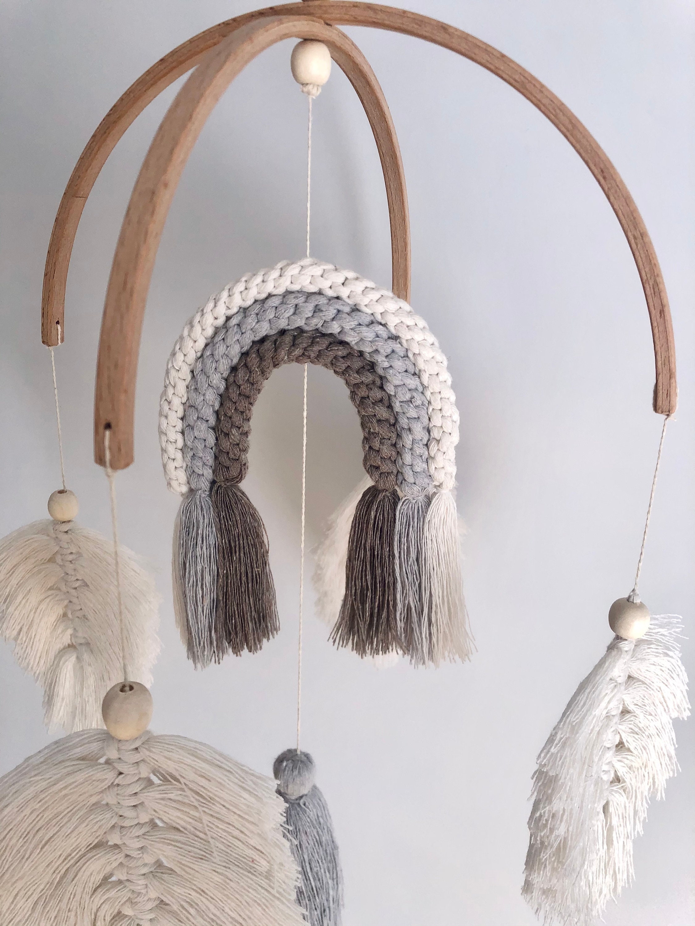 Macrame baby mobile Nursery decor macrame Boho rainbow Etsy