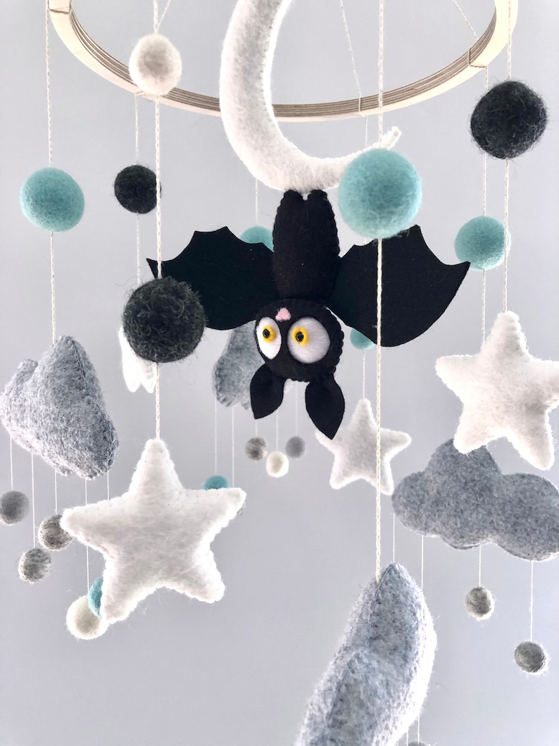 Bat Baby Mobile Bat Nursery Mobile Hanging Bat Halloween Etsy