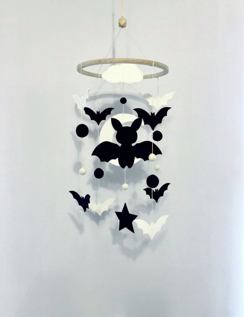 Bat Baby Mobile Bat Nursery Mobile Hanging Bat Halloween Etsy