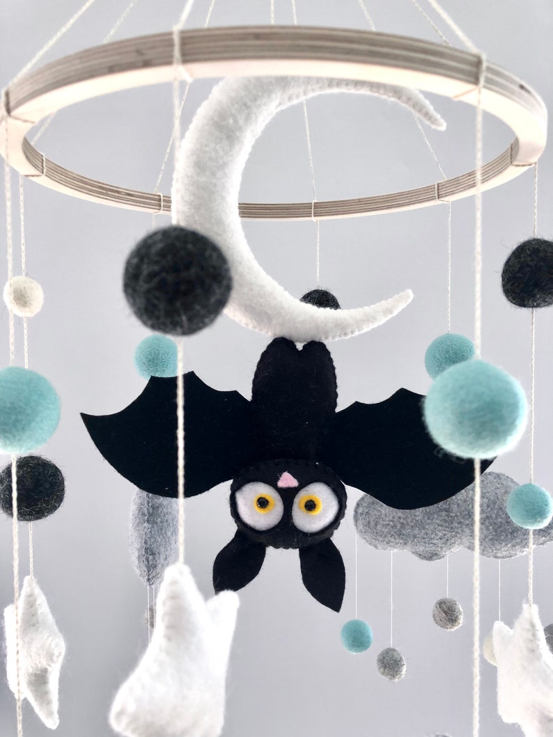 Bat Baby Mobile Bat Nursery Mobile Hanging Bat Halloween Etsy
