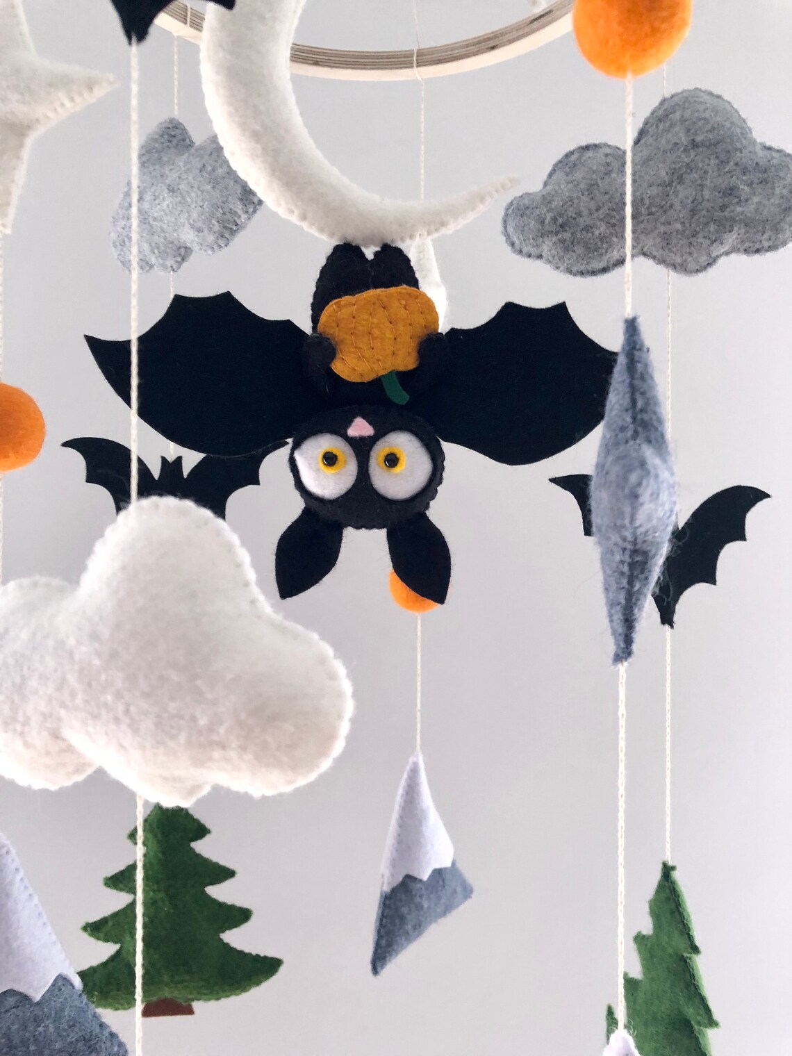 Bat Baby Mobile Bat Nursery Mobile Hanging Bat Halloween Etsy