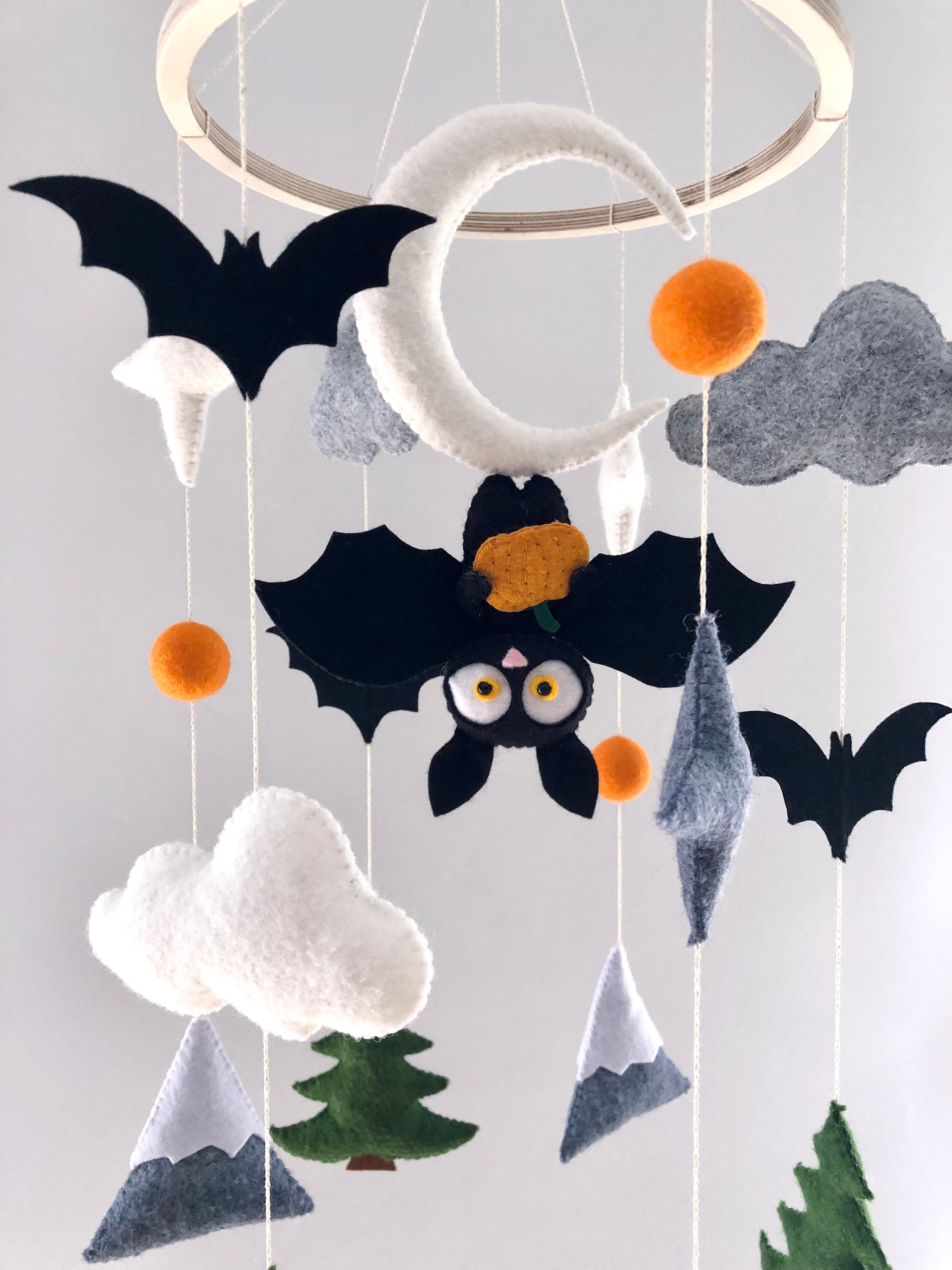 Bat Baby Mobile Bat Nursery Mobile Hanging Bat Halloween Etsy