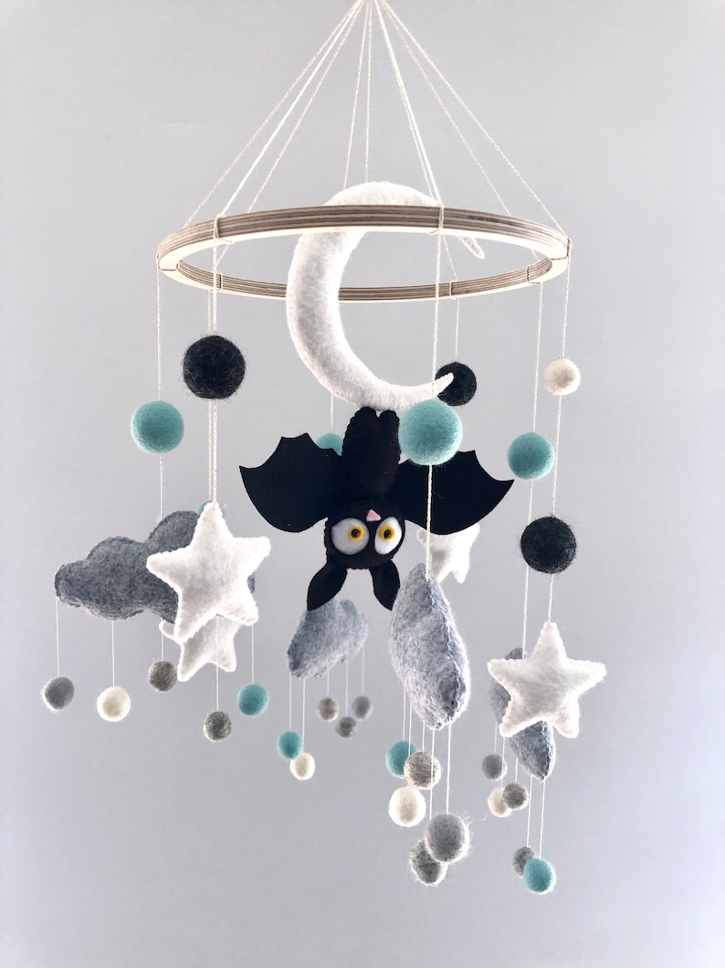Bat Baby Mobile Bat Nursery Mobile Hanging Bat Halloween Etsy