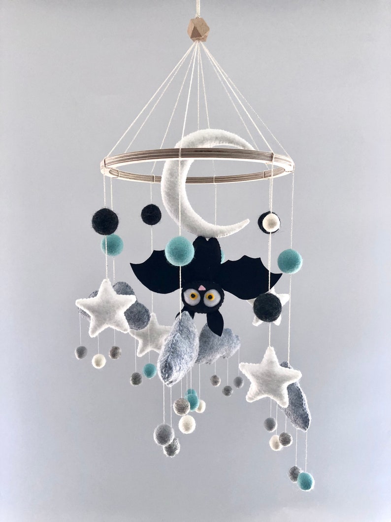 Bat Baby Mobile Bat Nursery Mobile Hanging Bat Halloween Etsy