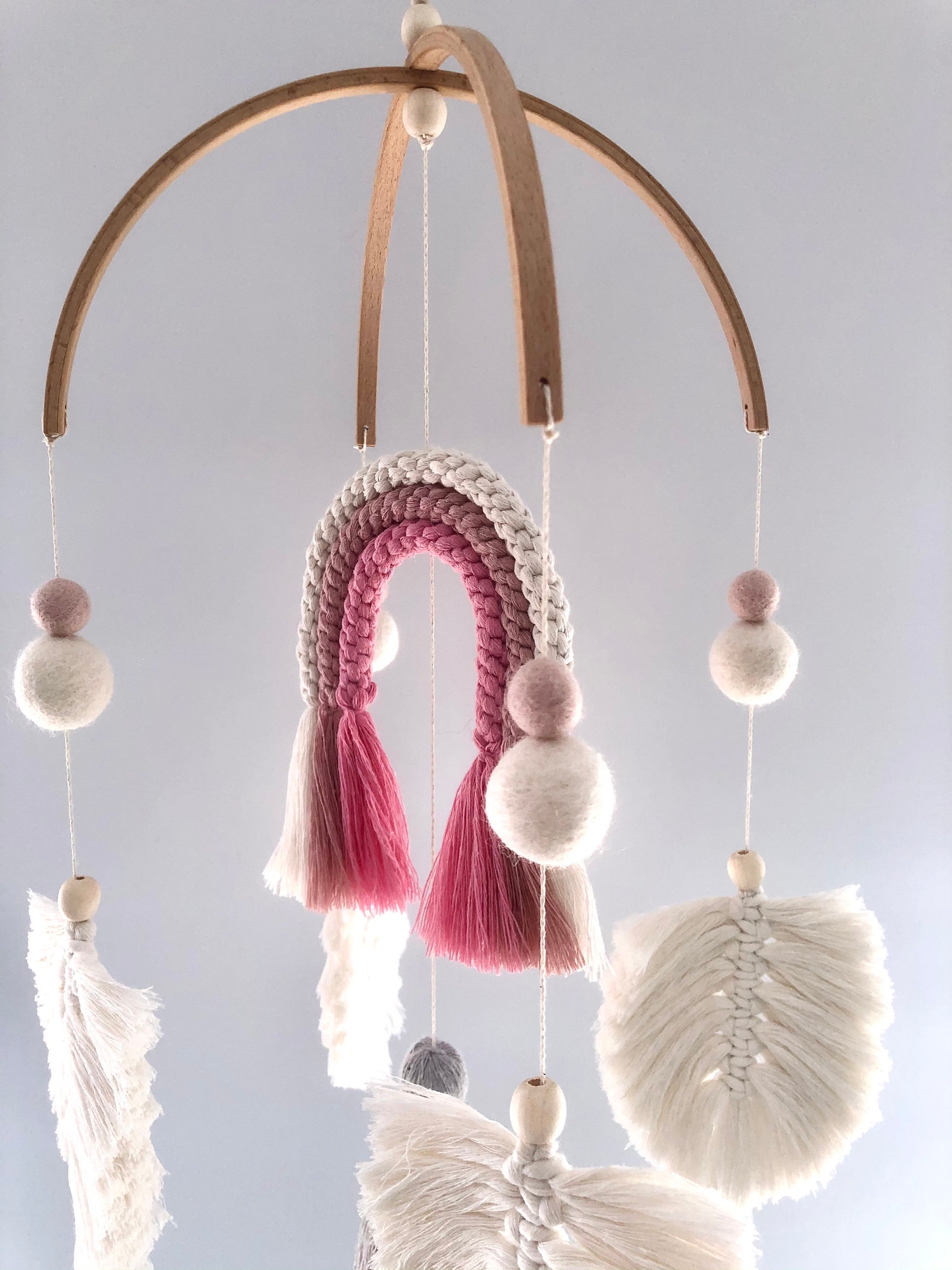 Macrame baby mobile Nursery decor macrame Boho rainbow Etsy
