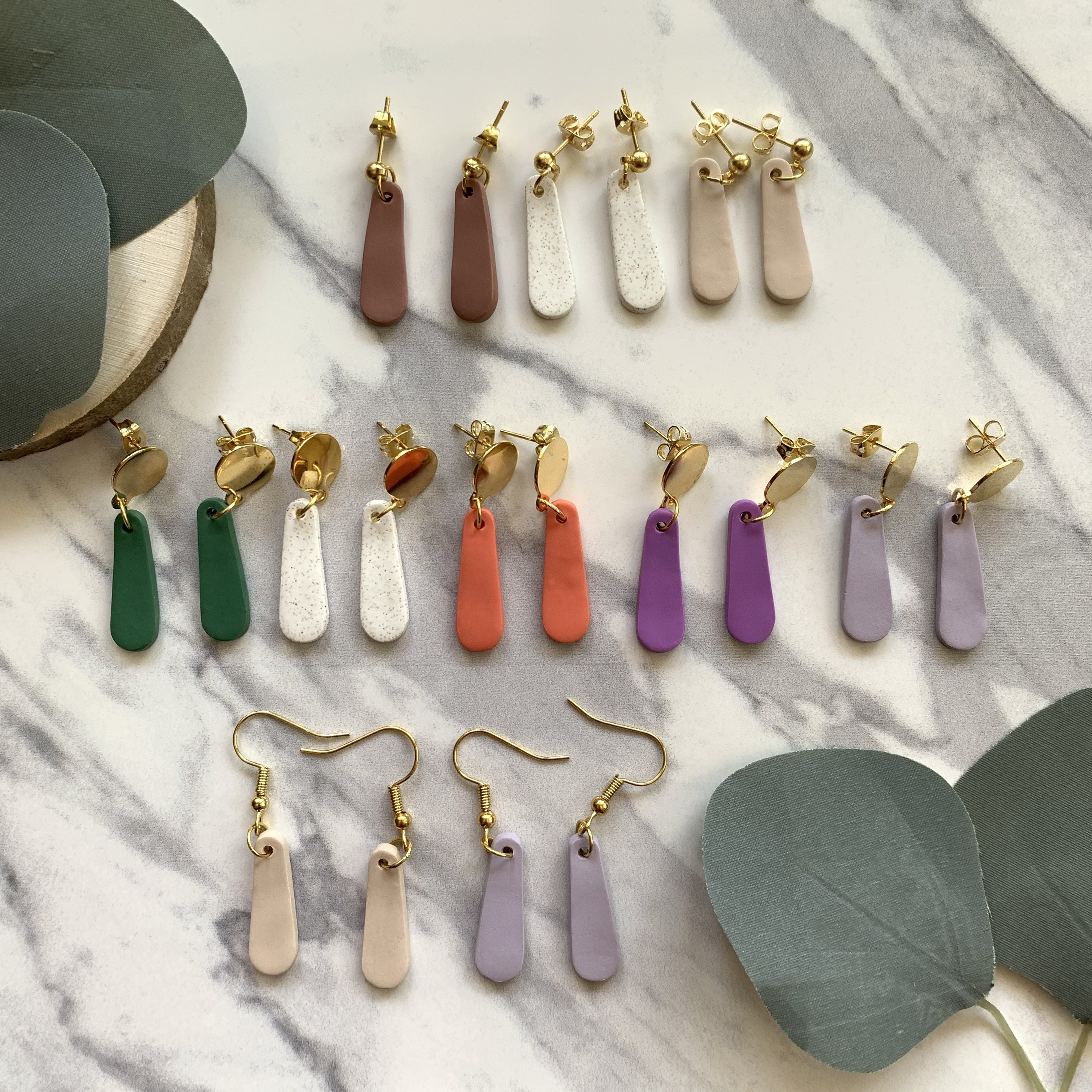 Small polymer clay earrings gold stud clay earrings dainty Etsy