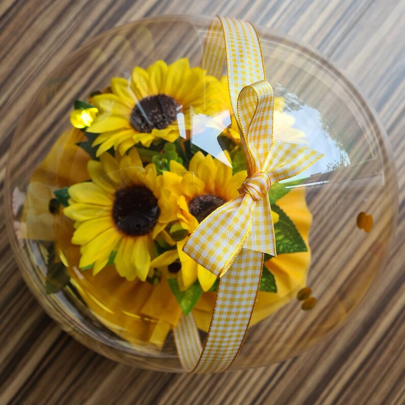 Sunshine Yellow Sunflower Balloon Flower Bouquet Etsy