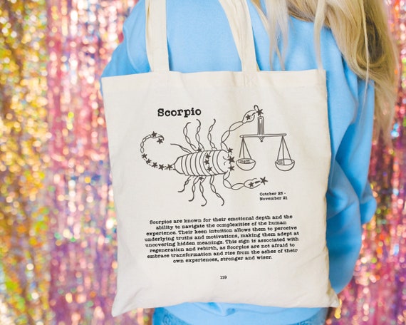 Scorpio Zodiac Tote Bag, Scorpio Horoscope Gift, Retro Style Tote, Zodiac  Art Gifts, Tarot Canvas Tote, Birthday Queen Gift Bag, Book Lover 
