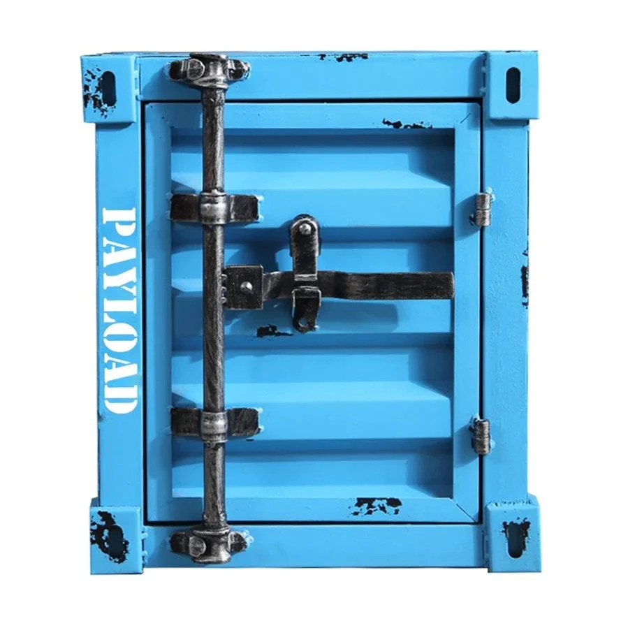 Retro Shipping Container Side Table Blue Etsy