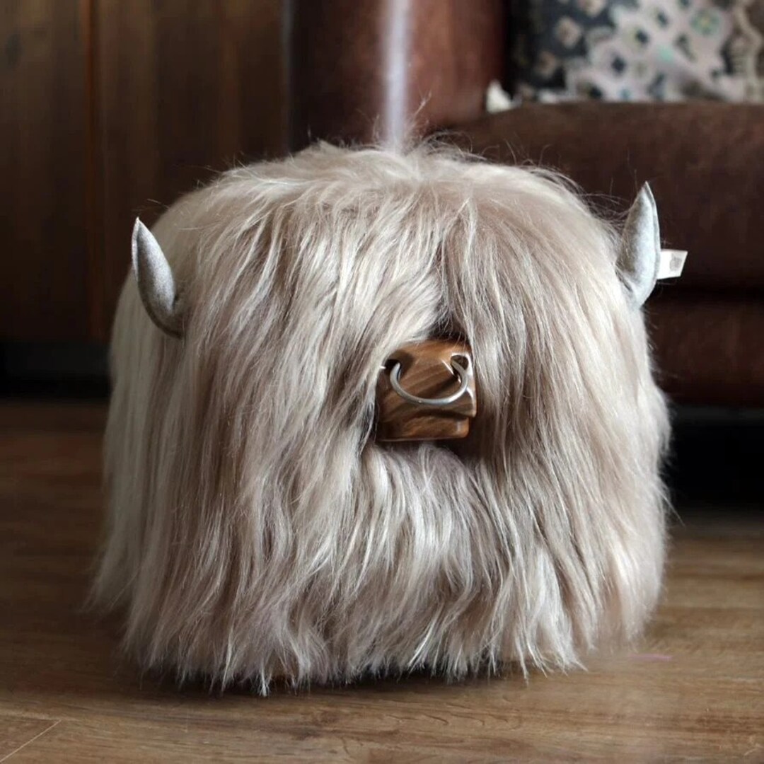 Light Grey Highland Bull Footstool - Etsy