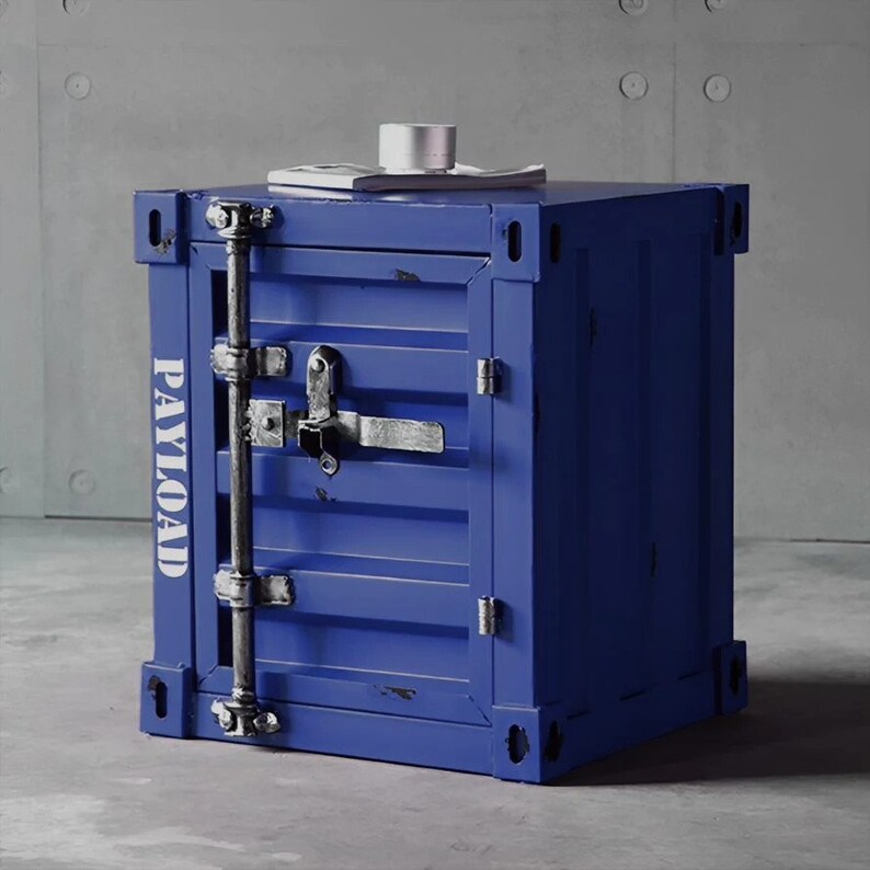 Retro Shipping Container Side Table Navy Etsy