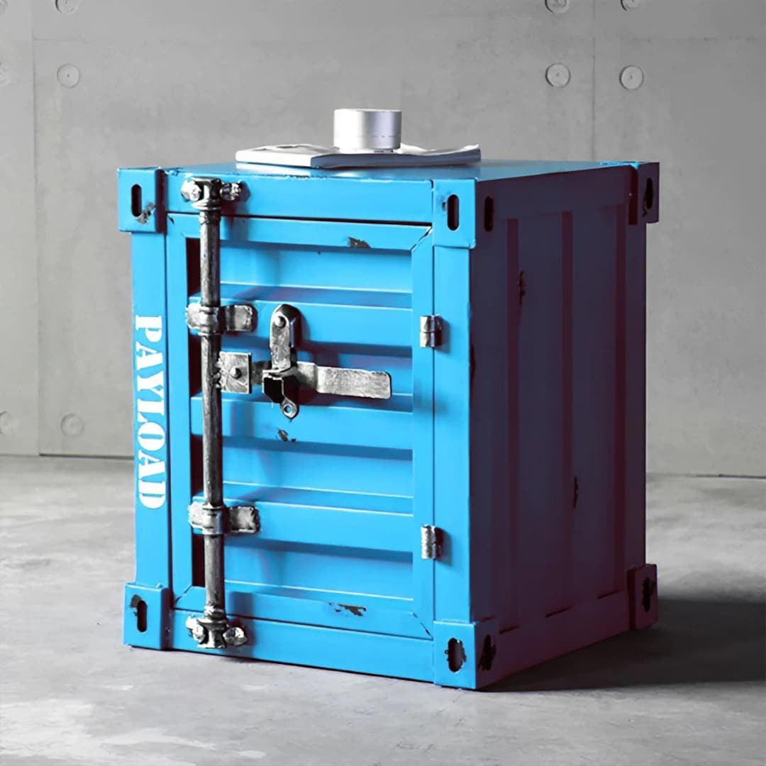 Retro Shipping Container Side Table Blue Etsy