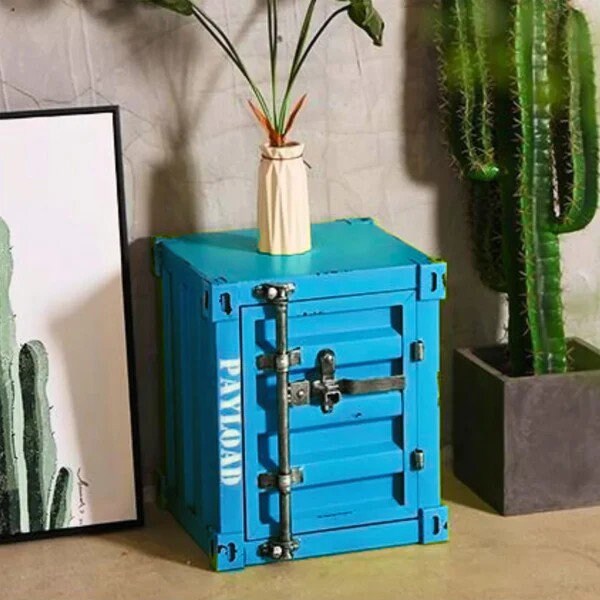 Retro Shipping Container Side Table Blue Etsy