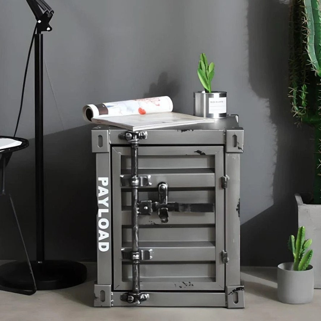 Retro Shipping Container Side Table Grey Etsy