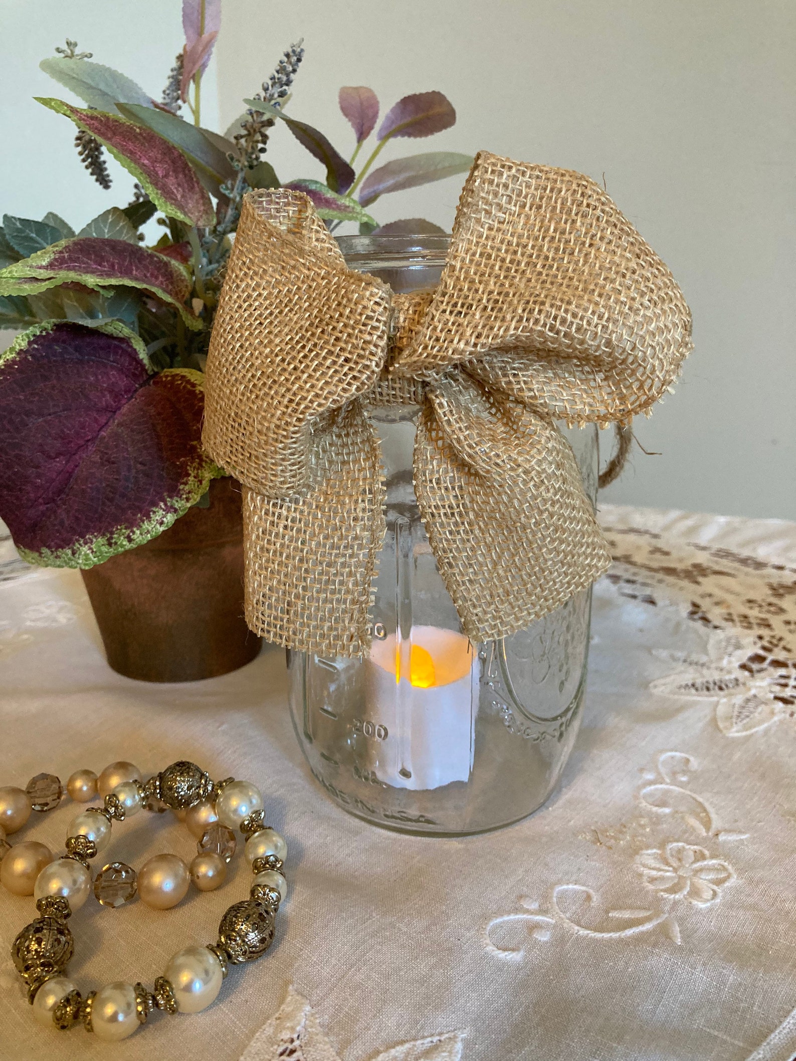 Shabby Chic Glass Candle Holders set of 3 Etsy