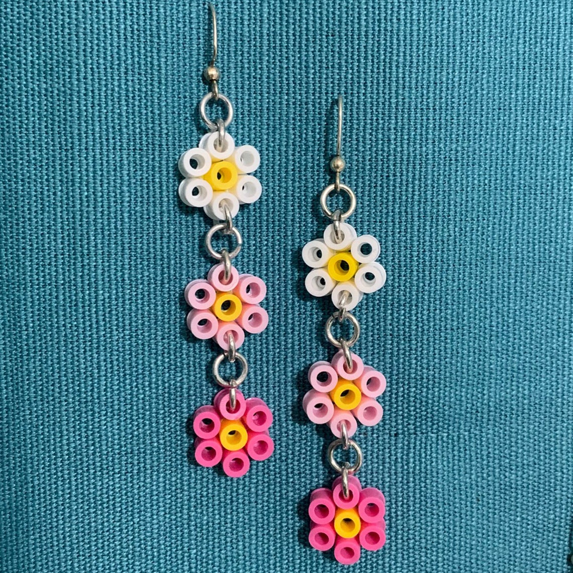 Perler Bead Flower Earrings Etsy