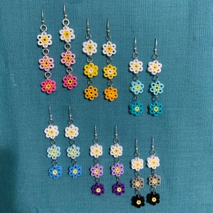Perler bead flower earrings