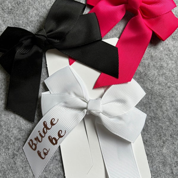 Personalised Hair Clip - Bow Hair Clip - Personalised - Hen Party - Flower Girl - Bride to Be Many Colours Personalised Hair Bow