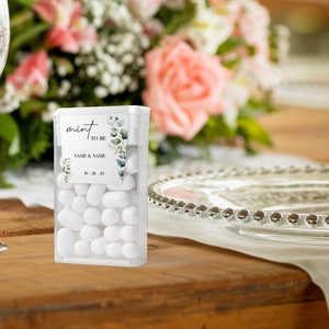 Mint to be Wedding Favour Labels, Tic Tac Sticker, Personalized, Printable, 1.45x3.75, Custom DIY Favors