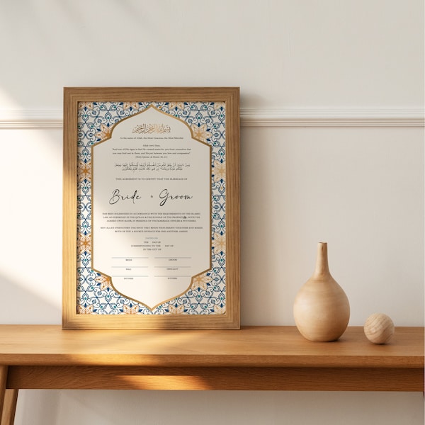 Printable Nikkah Contract Template | Islamic Marriage | PDF Muslim Marriage Contract | Wedding Keepsake