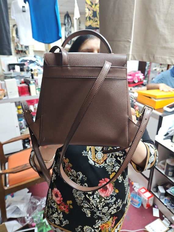 Calvin Klein Lock Leather Backpack Burgundy Brown NIP Gem