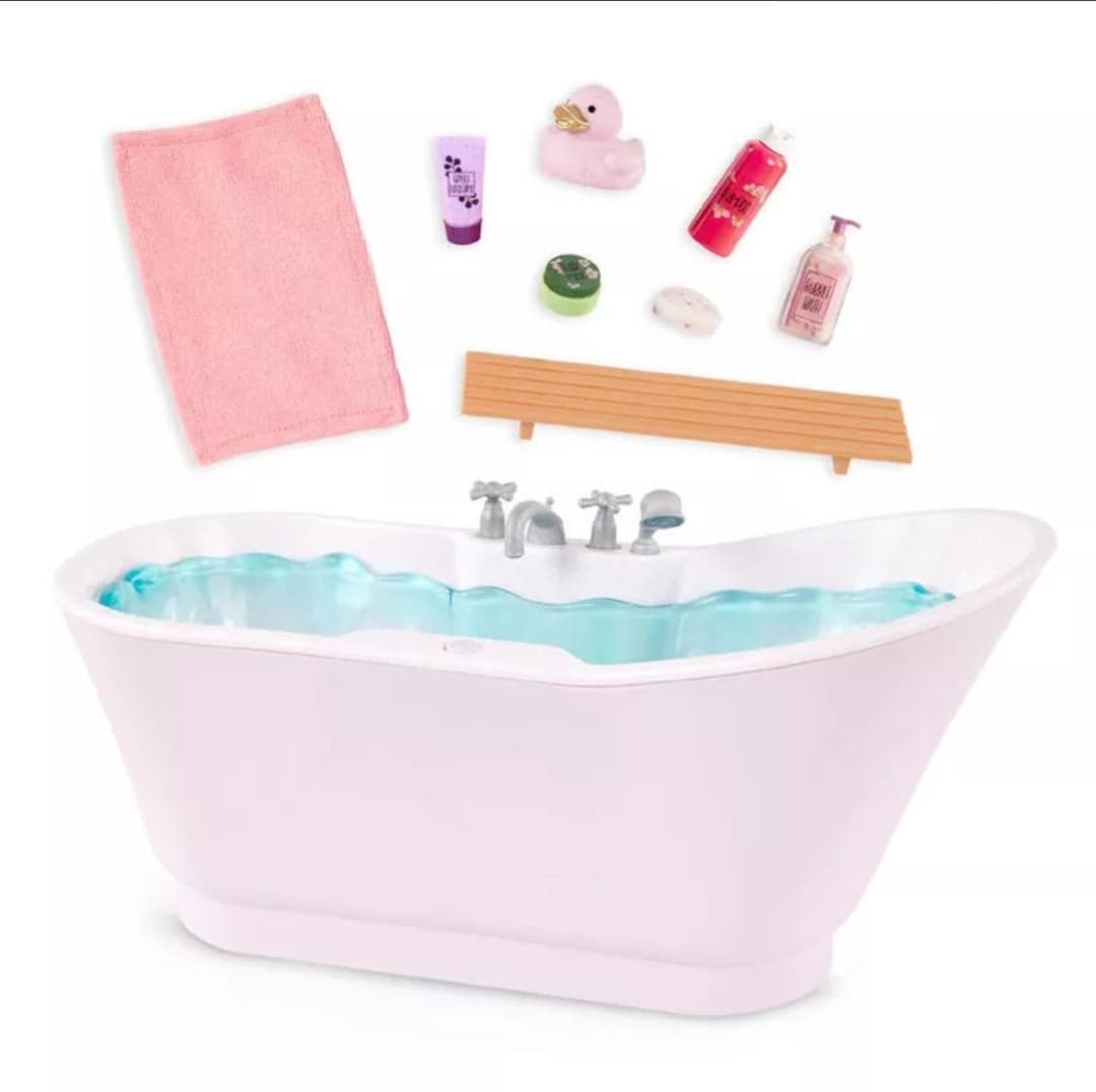Our Generation Bubbly Bathtime Bathtub With Water Sounds Dollhouse ...