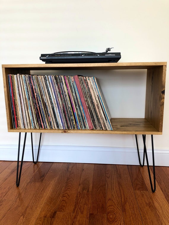 Support de stockage de disques en vinyle moderne, support en bois