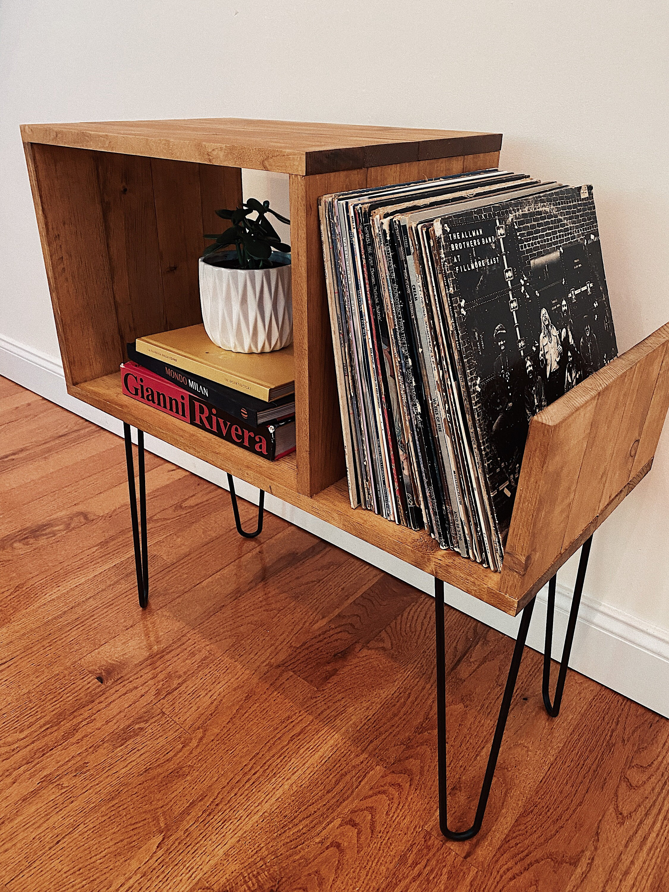 1pc 2-Tier Record Player Table, Record Player Stand, Turntable Stand,  Vintage Record Rack With Album Storage Space, Industrial Retro Style Record  Hold