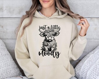 Moody Cow Hoodie, Highland Cow Hoodie, Funny Cow Hoodie, Sarcastic Jumper, Farm Animals Top, Cow Hoodie, Animal Lover Gift, Cow Lover Jumper