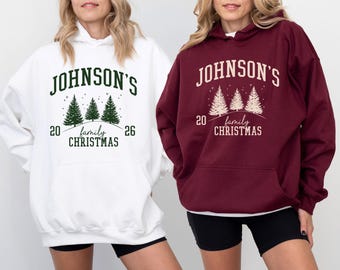 Custom Family Christmas Hoodie, Christmas Crew Hoodie, Xmas Tree Hoodie, 2026 Christmas Party