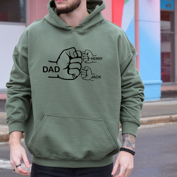 Dad Hoodie, Custom Papa Jumper, Granpa Gifts, Personalised Daddy, Grandpa Christmas, Grandfather Hoodie, New Dad Jumper, Fist Bump Hoodie