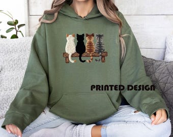 Faux Crochet Cats Hoodie, Crochet Cats Top, Cat Lover Hoodie, Latch Hook Yarn Cats, Funny Cat Gift, Pets Owner Hoodie, Cat Mum Hoodie