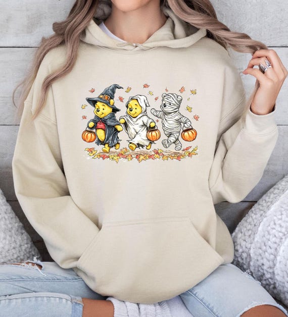 Felpa con cappuccio di Halloween di Pooh, felpa con cappuccio di