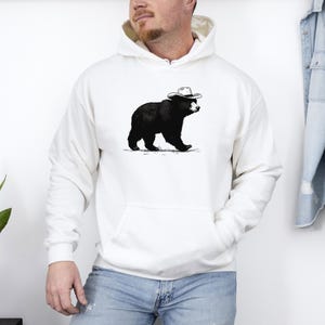 Bear Hat Hoodie, Grizzly Bear Hoodie, Outdoor Hoodie, Adventure Awaits, Nature Lover Gift, Bear Gifts, Wildlife Hoodie, Hiking Hoodie image 1