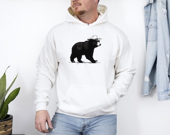 Bear Hat Hoodie, Grizzly Bear Hoodie, Outdoor Hoodie, Adventure Awaits, Nature Lover Gift, Bear Gifts, Wildlife Hoodie, Hiking Hoodie