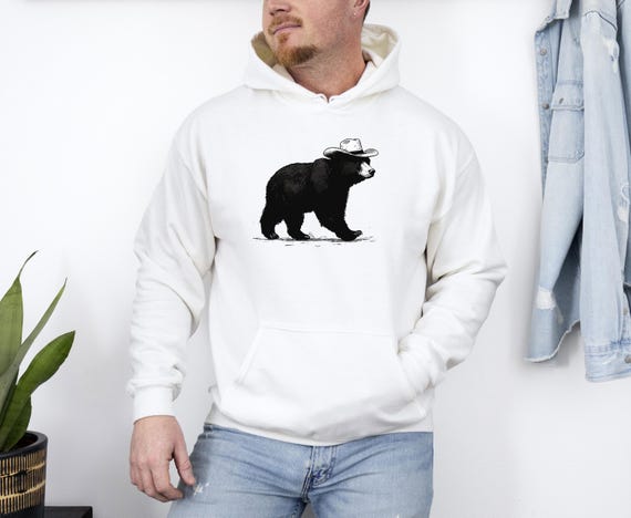Bear Hat Hoodie, Grizzly Bear Hoodie, Outdoor Hoodie, Adventure Awaits, Nature Lover Gift, Bear Gifts, Wildlife Hoodie, Hiking Hoodie
