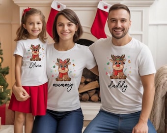 Custom Reindeer Shirt, Family Christmas Shirt, Mummy Xmas Tshirt, Kids Reindeer Tee, Daddy Christmas, Christmas Party, Christmas Reindeer