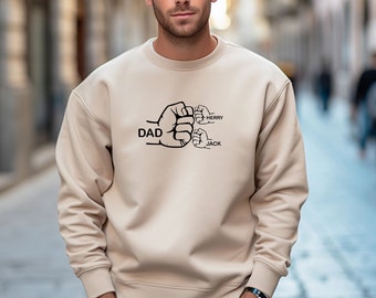 Sweatshirt mit Faustgruß für Papa, Opa-Geschenke, personalisierter Papa-Pullover, Faustgruß-Pullover, Geschenk für werdende Väter, Vatertags-Top, Pullover für frischgebackene Väter
