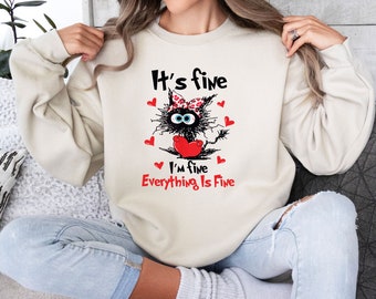 I'm Fine Sweatshirt, Valentines Day, Funny Valentines, Sassy Sweater, Self Love Sweatshirt, Black Cat Sweatshirt, Valentines Gifts