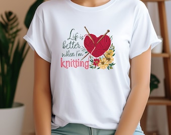 Knitting Shirt, Therapy Tshirt, Crochet T Shirt, Mental Health Shirt, Knitting Gift, Gift For Knitters, Craft Gift, Knitting Needles Tee