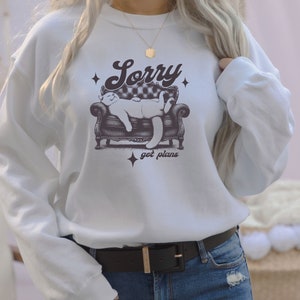 Bluza z leniwym kotem, Przepraszam, mam plany, Śmieszny sweter z kotem, Bluza do spania, Bluza z kotem, Prezent dla miłośnika kotów, Retro sweter z kotem, Prezenty dla kotów